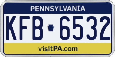 PA license plate KFB6532