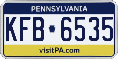 PA license plate KFB6535