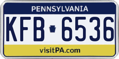 PA license plate KFB6536