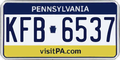 PA license plate KFB6537