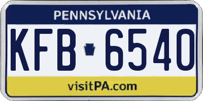 PA license plate KFB6540