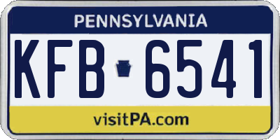 PA license plate KFB6541