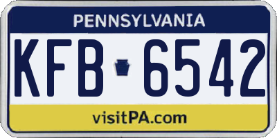 PA license plate KFB6542