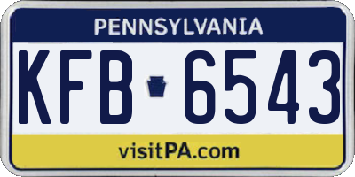 PA license plate KFB6543