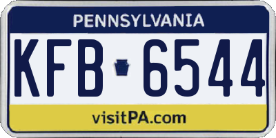 PA license plate KFB6544