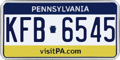 PA license plate KFB6545