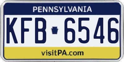 PA license plate KFB6546