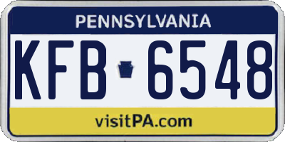 PA license plate KFB6548