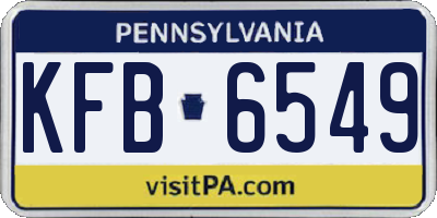 PA license plate KFB6549