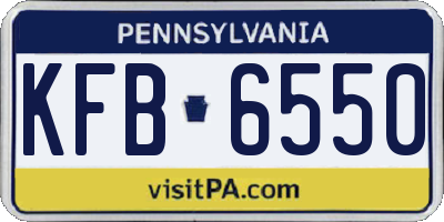 PA license plate KFB6550