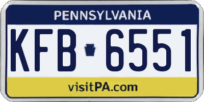 PA license plate KFB6551