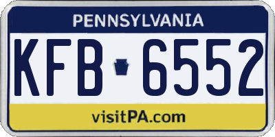 PA license plate KFB6552