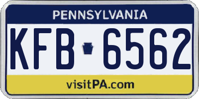 PA license plate KFB6562