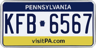 PA license plate KFB6567