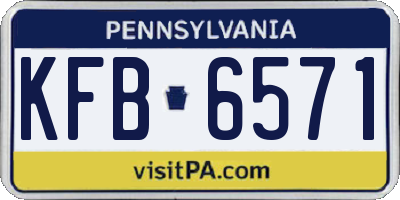 PA license plate KFB6571