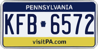 PA license plate KFB6572