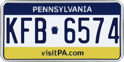 PA license plate KFB6574