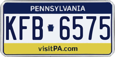 PA license plate KFB6575
