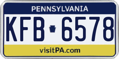 PA license plate KFB6578