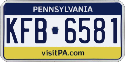 PA license plate KFB6581