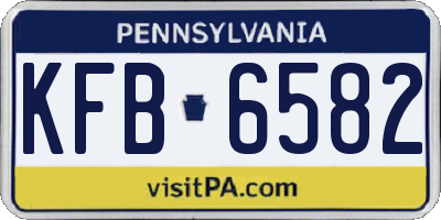 PA license plate KFB6582