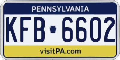 PA license plate KFB6602