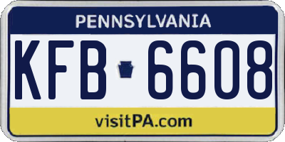 PA license plate KFB6608