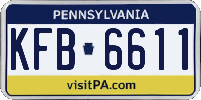 PA license plate KFB6611