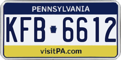 PA license plate KFB6612