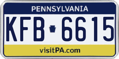 PA license plate KFB6615