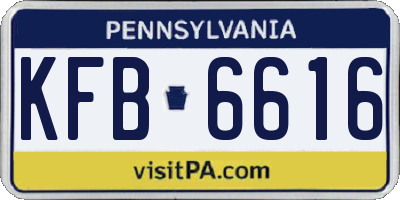 PA license plate KFB6616