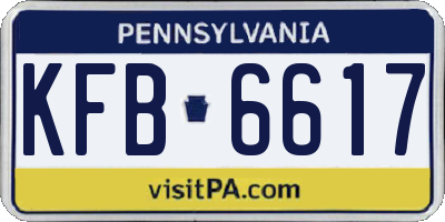 PA license plate KFB6617