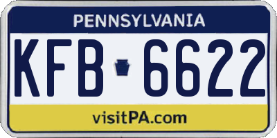PA license plate KFB6622