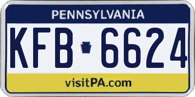 PA license plate KFB6624