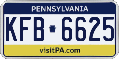 PA license plate KFB6625