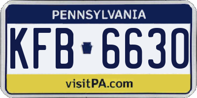 PA license plate KFB6630