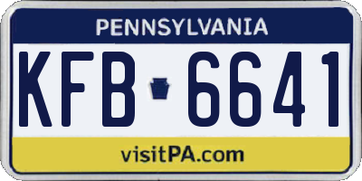 PA license plate KFB6641