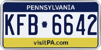 PA license plate KFB6642