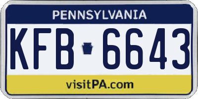 PA license plate KFB6643