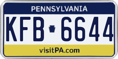 PA license plate KFB6644