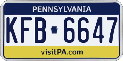 PA license plate KFB6647