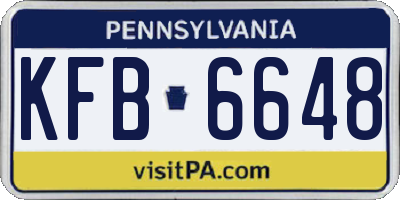 PA license plate KFB6648