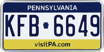 PA license plate KFB6649