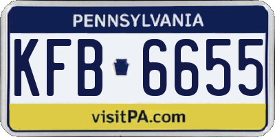 PA license plate KFB6655