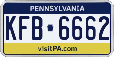 PA license plate KFB6662