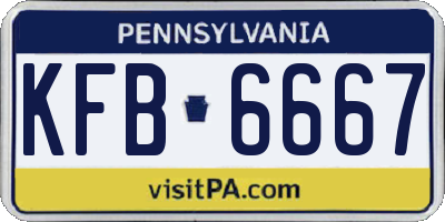 PA license plate KFB6667