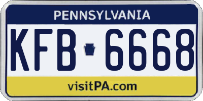PA license plate KFB6668