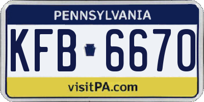 PA license plate KFB6670