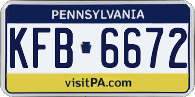 PA license plate KFB6672