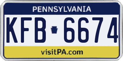 PA license plate KFB6674